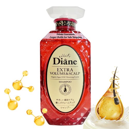 Moist Diane Natural Hydrating Hair Shampoo with Pump for Men & Women, Organic Keratin Japanese Moisturizing Shampoo for Dry Scalp, Silicone & Sulfate Free, Extra Volume & Scalp 15.2 fl oz/450 ml