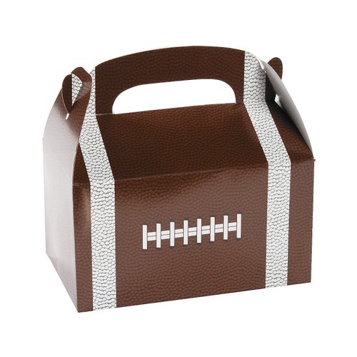 Fun Express Football Shaped Treat Boxes for Birthday and Sports Party Supplies - 12 Pieces
