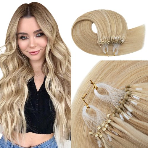 Micro Link Hair Extensions Human Hair 14 Inch Microbead Hair Extensions 100% Real Human Hair Exte...