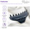 Parcelona French Boss Thin and Narrow Glossy Black Medium Covered Spring Jaw Hair Claw Clip Clutcher Clamp for Fine and Long Hair Types