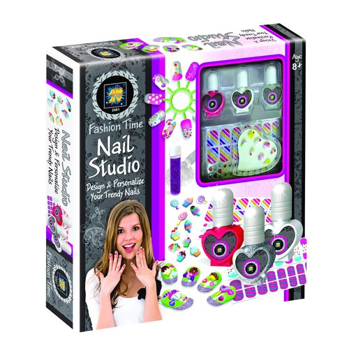 Amav Toys Nail Studio Girls Nail Salon Non-Toxic Nail Polish for Girls Nail kit for Girls Toys for Girls Nail Style Studio spa Day kit for Girls
