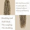 Hyssiet 16 Inch Curly Human Hair Clip in Extensions 7pcs with 16 Clips Healthy Wavy Clip Hair Extensions Real Human Hair 120g Light Brown Highlighted Bleach Blonde Soft Thick Curly Hair Extensions