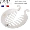 Camila Paris CP3015 3.255 inch French Banana Clip Hair Comb White Round Girls Ponytail Holder Interlocking Banana Combs For Volume Thick Hair. Fashion Styling Hair Accessories for Women Made in France