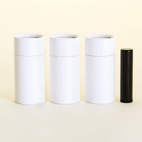 KJ's Krafts 50 mL White Kraft Paperboard Lip Balm/Salve/Cosmetic/Lotion/Deodorant Tubes (25), KJ-3878-PUW