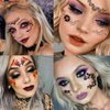 Halloween Face Eye Makeup Temporary Tattoos Stickers Women Exquisite Face Eye Decals Props Waterproof Festival Party Christmas Masquerade Holiday Accessories Supplies