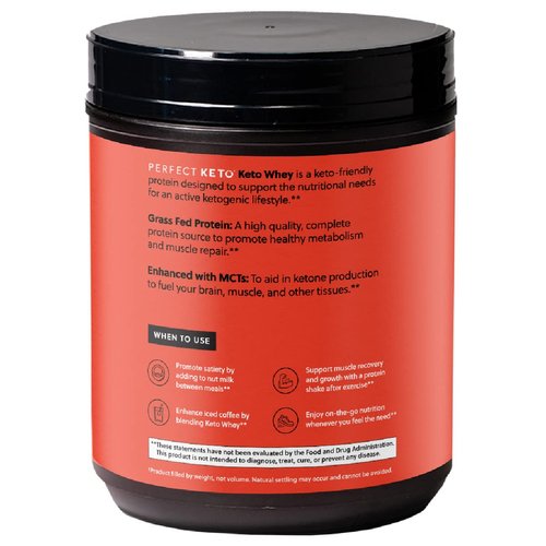 Perfect Keto Pure Whey Protein Powder Isolate Delicious 100% Grass Fed Meal Replacement Shake No Artificials, Gluten Free, Soy Free, Non-GMO (Chocolate)