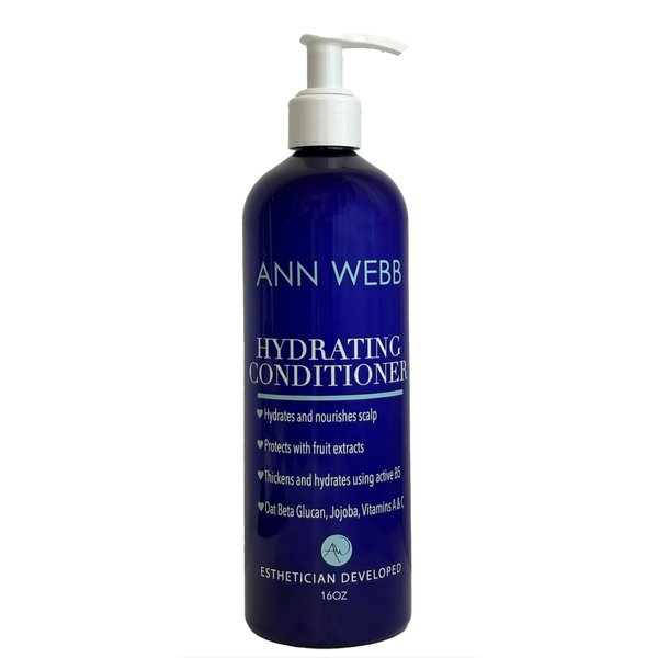 Ann Webb Hydrating Hair Conditioner - Hydrates and nourishes scalp - Protects with fruit extract - Thickens and hydrates using active B5. With Oat beta Glucan - Jojoba, Vitamins A & C