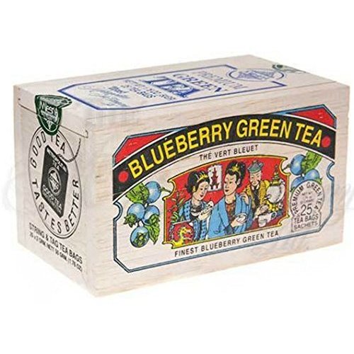 Metropolitan Blueberry Green Tea - 25 Teabags in a Soft Wooden Chest