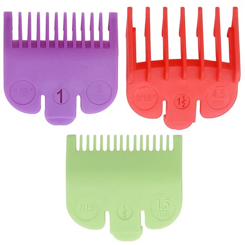 3 Piece Color Coded Hair Clipper Guards Set SRLWMYI Compatible with Most Wahl Clippers Precision Cutting Lengths 1/16", 1/8", 3/16" Barber Salon Home Haircut Accessories Hair clipper guards