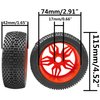 ShareGoo OD 4.52" 1/8 RC Buggy Rubber Tires Tyre w/ 5 Spoke Plastic Rim 17mm Hex Compatible with Arrma Kyosho Exceed RC Traxxas Redcat HSP HPI 1/8 Scale Off Road Car Buggy (Red)