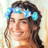 Foyte 4PCS Light Up Flower Headbands LED Floral Hair Wreath Glowing Fairy Headband crown Boho Dasiy Headpiece for Women (white,pink,blue,orange, one size-a)