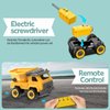 TOYTWIST Take Apart Toy Dump Truck with Electric Screwdriver, Hands-on Skill Remote Control Toy Car Construction Set Indoor/Outdoor Play STEM Learning Game, Present for Boys and Girls