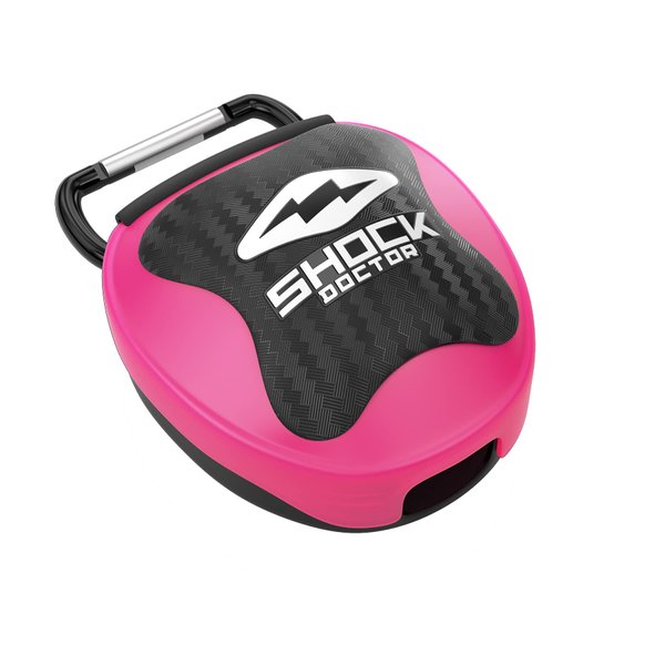 Shock Doctor Ventilated Mouth Guard Case, Universal Storage for Adult & Youth Sizes, Trans Pink