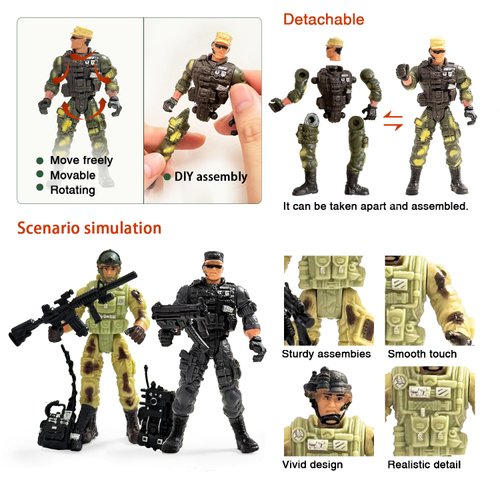 Baimiby 12 Pcs Army Men Action Figures,Military Soldier Toy Military Playset for Boys,US Army Men Action Figure with Weapon,Army Toy Set for Boys Age 4-7