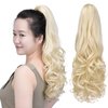 SYXLCYGG Blonde Clip Ponytail Synthetic Fake Claw Pony Tails Blond Hair Extensions 20" Wavy 5.3 OZ Like Real Hair Piece Women Yaki Fluffy