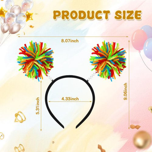 Tigeen Rainbow Pom Pom Headband, 24 Pcs Head Bopper Headbands, Funny Rainbow Headbands for Kids Adult Women Girls' Costume Accessories, Birthday Christmas Halloween Carnival