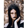 SWEETV Gothic Crown Pageant Tiara for Women, Black Queen Tiaras and Crowns, Witch Costume Party Accessories for Wedding Halloween Prom