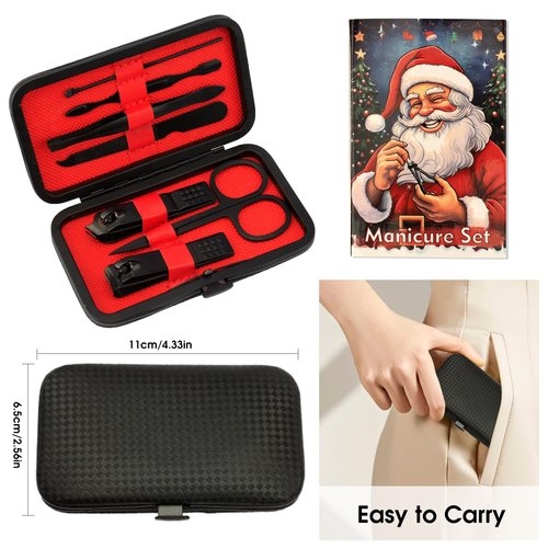 Manicure Set, Manicure and Pedicure Kit, Nail Clipper Set, Nail Care Black Kit, Nail Kit for Beginners with Everything, Nail Clipper 7pcs, Grooming Kit Stainless Steel,Gifts for Friends,Men,Women