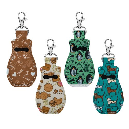 CM Clip-on Chapstick Sleeve Lip Balm Holder Neoprene Lipstick Holder Keychain Travel Accessories (Animal Patterns (4 Pcs))