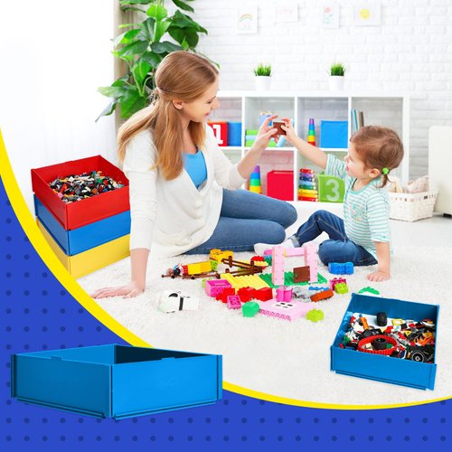 Toy Blocks Organizer, Cute Brick Storage, Container, Sorter Sifter Box, Sorting Box, Sorting Tray, Lasts for 10 Years, Particle Separator Tool, Toy Accessories, Gift for Lego Lovers, Blue