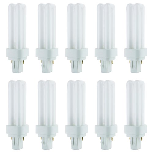 Sunlite 40543 PLD13/SP65K/10PK Double Twin Tube Compact Fluorescent Lamp, PLD 2-Pin, 13 Watts, 660 Lumens, 6500K Daylight, 2-Pin (GX23-2) Base, 10 Pack