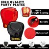 Justforjoyful 48PCS Boxing Birthday Party Supplies Red Black Boxer Gloves Plates Wrestling Tableware Set Boxing Disposable Dinner Dessert Dinnerware for Men Kid Adult Sports Birthday Party Decorations