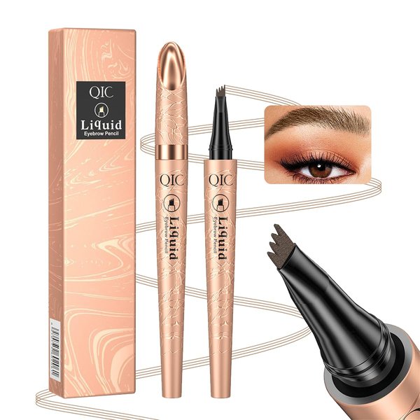 Eyebrow Pencil,Light Brown 4-Point Micro-Fork Tip Eyebrow Pen,Smudge-Proof Portable Microblading Eyebrow Pencil,Eye Makeup Long-Lasting Waterproof To Create Exquisite Eyebrow Hair for Women