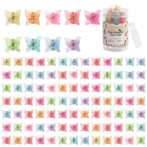 LifeDawn 100 Pieces Butterfly Hair Clips for Girls, Mini Butterfly Hair Claw Clips Cute Pastel Cl...