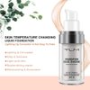 TLM Color Changing Foundation, Flawless Colour Changing Warm Skin Tone Liquid Foundation for Mature Skin, Waterproof Moisturizing Foundation Makeup Base Nude Concealer Full Coverage SPF, 30 ml