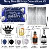 Blue Happy Birthday Decorations for Men Boys, 89PCS Blue Black Birthday Decorations Kit with Backdrop Banner Foil Balloons Fringe Curtains for 18th 21st 25th 30th 35th 40th 50th 60th Party Supplies