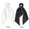 2 PCS Hair Scrunchies Scarf White Black Hair Ribbon Satin Silk Elastic Hair Tie Bow Bands Ponytail Holder Accessories for Women Girls