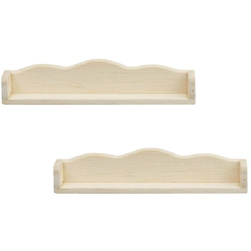 ibasenice 2pcs Dollhouse Wall Shelf Miniature Wooden Shelves 1: 12 Scale Tiny Wood Storage Rack Model for Doll House Kitchen Furniture Accessories