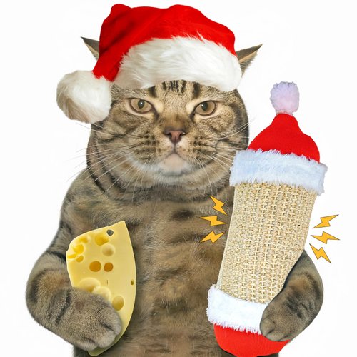 FuneeTop Interactive Cat Kicker Toy for Indoor Cat, Christmas Hat Style 10 Inch Long Cat Scratcher Toy, Natural Sisal Kicker Toy for Indoor Cats(Christmas Red)
