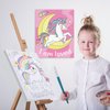 Thinkday 6 Pieces Pre Drawn Canvas for Painting 8 x 10 Inch Pre Drawn Stretched Canvas Positive Affirmations Back to School Paint Kit for Kids Classroom Paint Activity Party Favors(Unicorn)