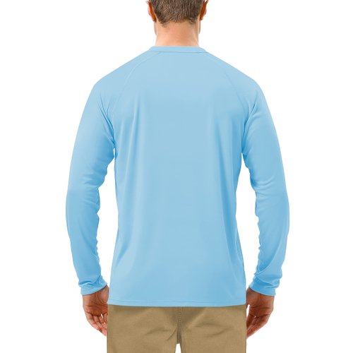 Roadbox Mens UPF 50+ UV Sun Protection Shirts Outdoor Long Sleeve SPF Diving Rash Guard for Fishing Hiking Swimming Blue
