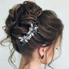 Jeairts Flower Rhinestone Hair Pins Pearl Bridal Hair Pieces Headwear Blue Beads Wedding Headpiece Hair Dress Crystal Hair Accessories for Brides and Bridesmaids