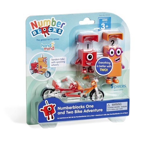 hand2mind Numberblocks One and Two Bike Adventure, Cartoon Action Figure Set, Toy Figures, Toy Vehicle Playsets, Small Figurines for Kids, Number Toys, Math Toys, Stocking Stuffers for Kids 3-5