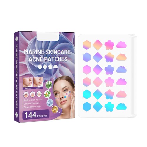 Yunqing 144 PCS Acne Patches Cute Pimple Patches for Face and Skin - Hydrocolloid Acne Treatment Dots to Cover and Reduce Zits, Blemishes, Spots, Star Pimple Patch