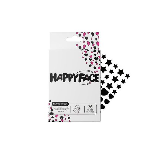 HappyFace Heart Pimple Patches, Acne Star Spot Dots, 2 Sizes/Styles Party Pack 72 Count, Hydrocolloid, Niacinamide, Centella, Calendula, Tea Tree Oil, All Skin Types