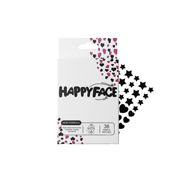 HappyFace Heart Pimple Patches, Acne Star Spot Dots, 2 Sizes/Styles Party Pack 72 Count, Hydrocolloid, Niacinamide, Centella, Calendula, Tea Tree Oil, All Skin Types