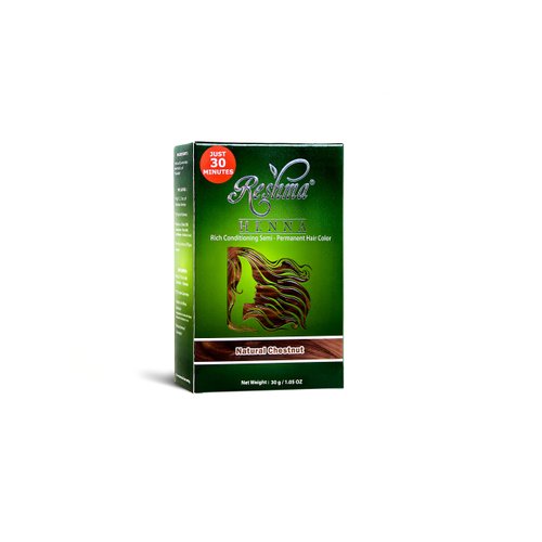 Reshma Beauty 30 Minute Henna Hair Color | Infused with Natural Herbs, For Soft Shiny Hair | Henna Hair Color/Dye, 100% Gray Coverage | Semi Permanent | Ayurveda Hair Products (Chestnut, Pack Of 1)