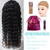20Inch Deep Wave Lace Front Wigs Human Hair-13x4 HD Transparent Deep Wave Frontal Wigs Human Hair Glueless Curly Wigs for Women 180% Density Curly Lace Front Human Hair Pre Plucked with Baby Hair