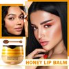 2PCS Bee Lip Balm Honey Pot,Moisturizing Lip Balm Reduces Lip Lines,Propolis Honey Pot Lip Balm Hydrating Prevention Dry and Cracked Lip Scrubs Exfoliator,Exfoliating Lip Sleeping Mask with Brush