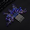 Teyglen Bridal Crystal Hair Comb Blue Rhinestone Pearl Wedding Hair Comb Hair Accessories for Bride Wedding Headpiece Boho Crystal Hair Piece for Women Girls (Blue)