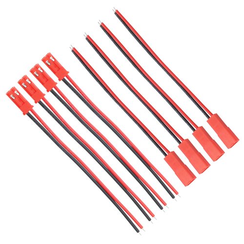 JJHXSM 40pcs JST Plug Connector Red Black 100mm 22AWG 2 Pin Plug Female Male Connectors for RC Toys Battery