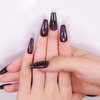 Gentle Claws Press On Nails - Midnight Purple | Dark Purple Glitter Velvet Nails, Medium Coffin Squared Press On Nails with Cat Eye Design for Women and Girls, 24 Pcs Reusable Purple Fake Nails