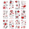 75Pcs Valentine's Day Temporary Tattoos for Women Kids, 12 Sheets Red Black Love Heart Flowers Tattoo Stickers for Body and Items Decoration