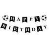 Soccer Happy Birthday Banner, Soccer Birthday Decorations Black and White Soccer Theme Birthday Banner with Threading Needle Easy To Assemble Perfect Soccer Birthday Party Supplies