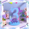 Wonderjune Mermaid Birthday Number Sign Centerpiece for Girls Wooden Mermaid Party Number Table Sign Decoration Mermaid Party Supplies for Birthday Anniversary (Number 3)