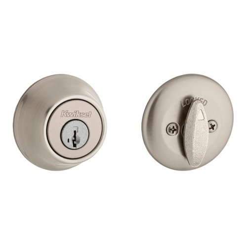 Kwikset 660 Deadbolt Deadbolt Lock, Satin Nickel Round Exterior Keyed Front Entry Door, Pick Resistant SmartKey Rekey Security, Single Cylinder Dead Bolt, with Microban Protection